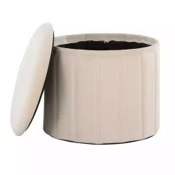 Kirklands Home Benches & Ottomans|Cream Collapsible Storage Ottoman White
