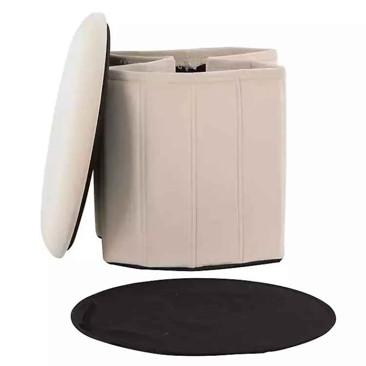 Kirklands Home Benches & Ottomans|Cream Collapsible Storage Ottoman White