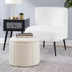 Kirklands Home Benches & Ottomans|Cream Collapsible Storage Ottoman White