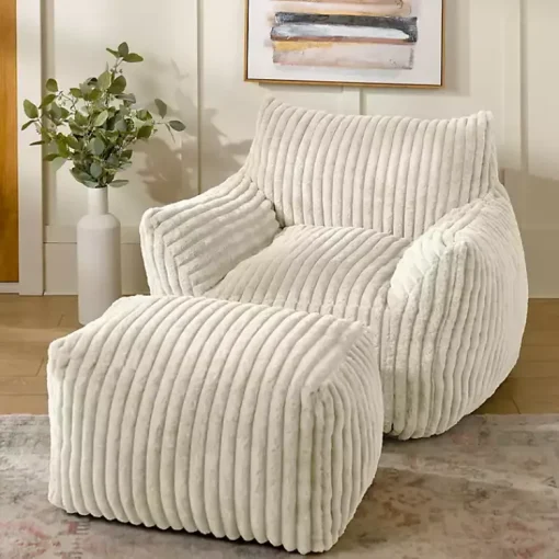 Kirklands Home Benches & Ottomans|Cream Comfy Foam Lounge Ottoman White