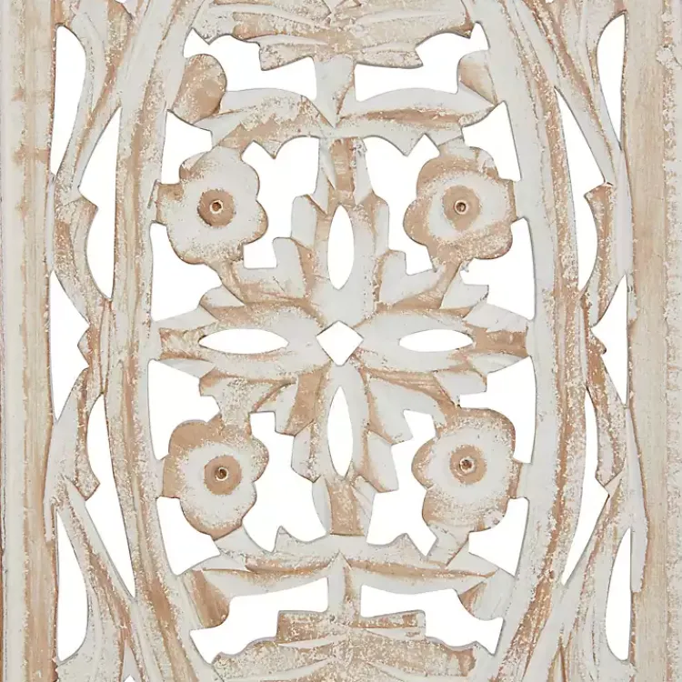 Kirklands Home Wall Plaques|Cream Distressed Carved Floral Wall Plaque