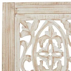Kirklands Home Wall Plaques|Cream Distressed Carved Floral Wall Plaque