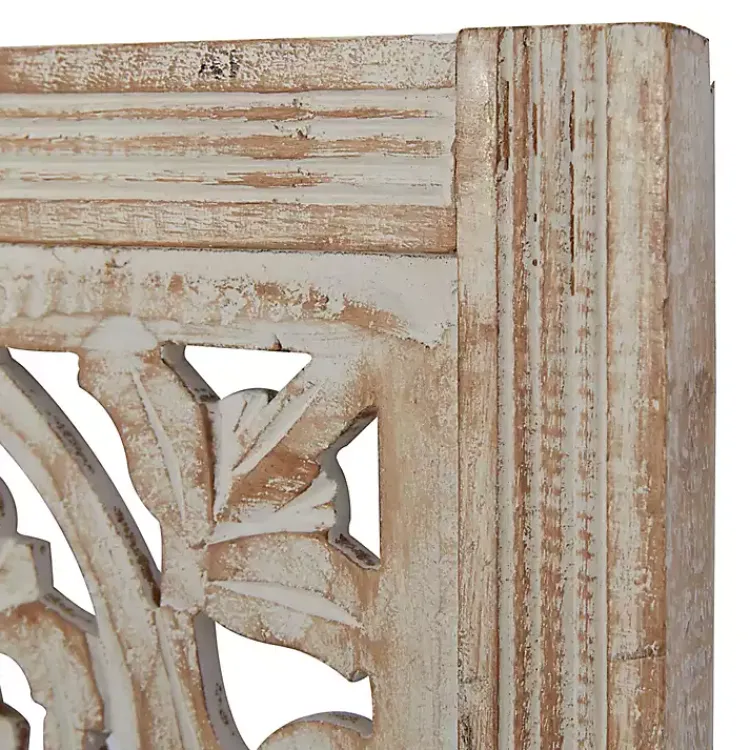 Kirklands Home Wall Plaques|Cream Distressed Carved Floral Wall Plaque