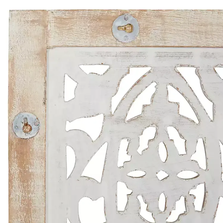 Kirklands Home Wall Plaques|Cream Distressed Carved Floral Wall Plaque