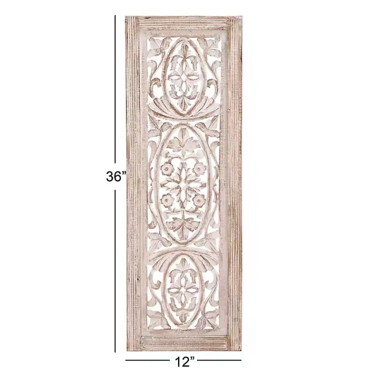 Kirklands Home Wall Plaques|Cream Distressed Carved Floral Wall Plaque
