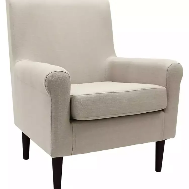 Kirklands Home Accent Chairs|Cream Ellen Rolled Arms Accent Chair White