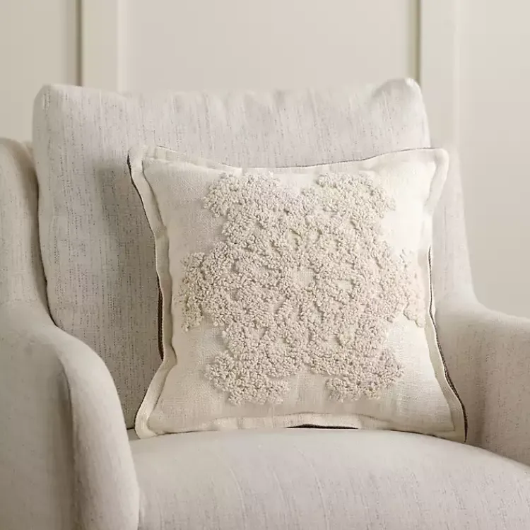 New Cream Embroidered Snowflake Pillow Pillows