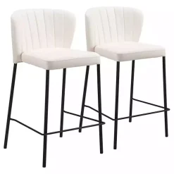 Kirklands Home Bar Stools & Counter Height Stools|Cream Faux Leather Liddy Counter Stools, Set of 2 White