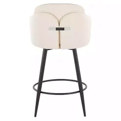 Kirklands Home Bar Stools & Counter Height Stools|Cream Faux Leather Swivel Counter Stools, Set of 2 White