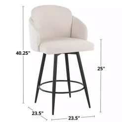 Kirklands Home Bar Stools & Counter Height Stools|Cream Faux Leather Swivel Counter Stools, Set of 2 White