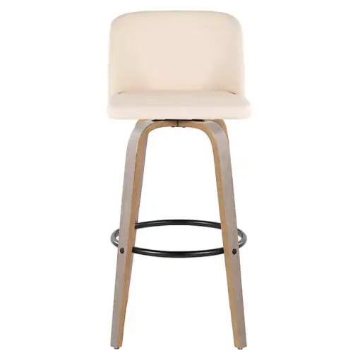 Kirklands Home Bar Stools & Counter Height Stools|Cream Faux Leather Torino Bar Stools, Set of 2 Ivory