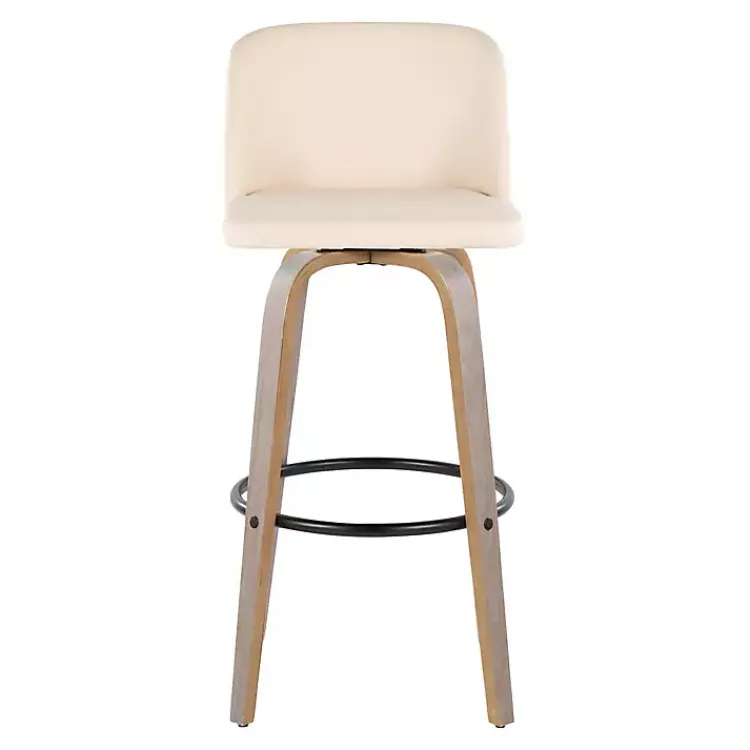 Kirklands Home Bar Stools & Counter Height Stools|Cream Faux Leather Torino Bar Stools, Set of 2 Ivory