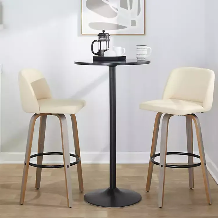Kirklands Home Bar Stools & Counter Height Stools|Cream Faux Leather Torino Bar Stools, Set of 2 Ivory
