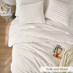 Kirklands Home Comforters|Cream Fluffy Ribbed 2-pc. Twin Comforter Set Ivory