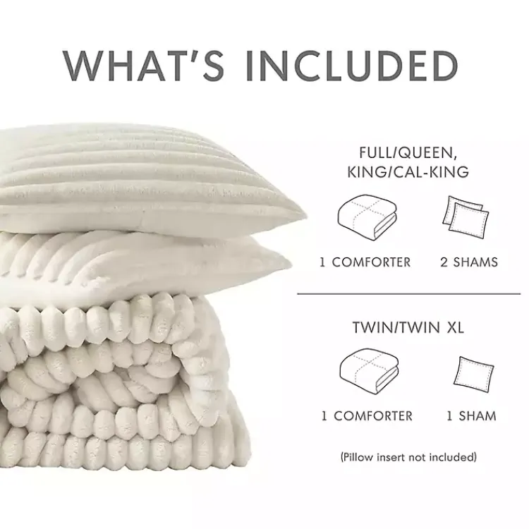 Kirklands Home Comforters|Cream Fluffy Ribbed 2-pc. Twin Comforter Set Ivory
