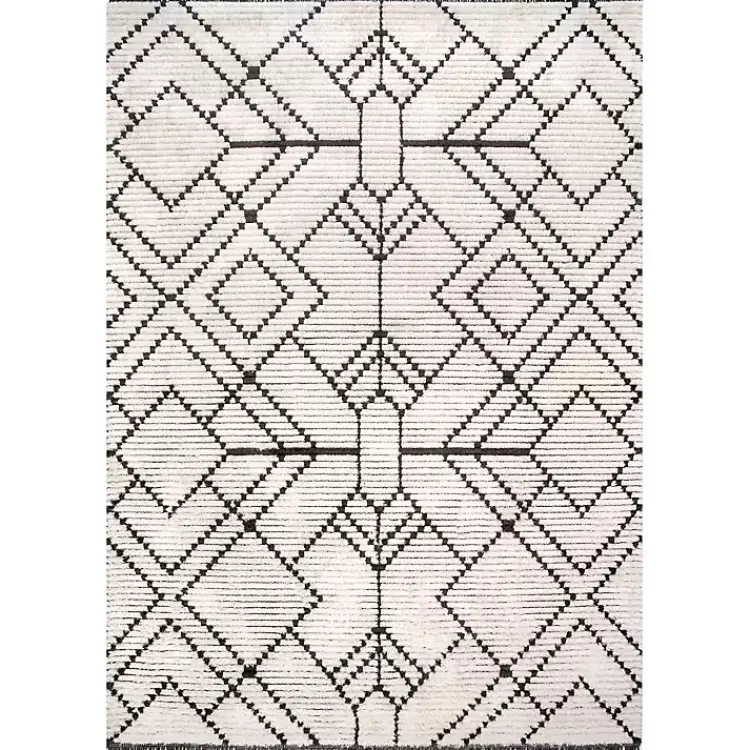 Kirklands Home Area Rugs|Cream Geometric Diamonds Fringed Area Rug, 7x10