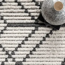 Kirklands Home Area Rugs|Cream Geometric Diamonds Fringed Area Rug, 7x10