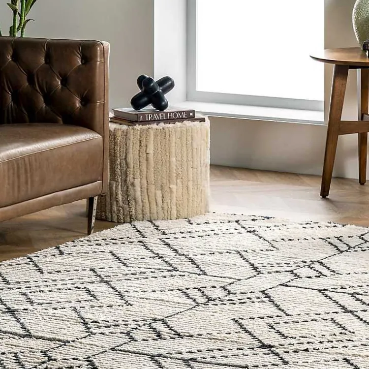 Kirklands Home Area Rugs|Cream Geometric Diamonds Fringed Area Rug, 7x10