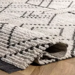 Kirklands Home Area Rugs|Cream Geometric Diamonds Fringed Area Rug, 7x10