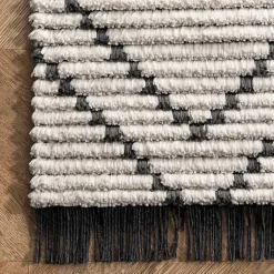 Kirklands Home Area Rugs|Cream Geometric Diamonds Fringed Area Rug, 7x10