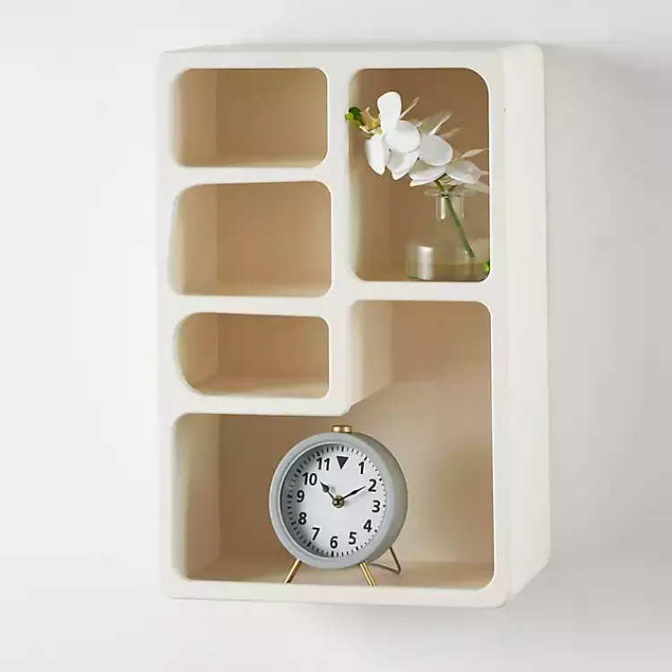 Kirklands Home Shelves|Cream Geometric 5-Section Wall Shelf
