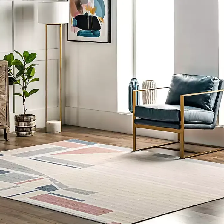 Kirklands Home Area Rugs|Cream Geometric Shapes Washable Area Rug, 8x10