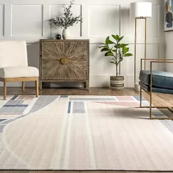 Kirklands Home Area Rugs|Cream Geometric Shapes Washable Area Rug, 8x10