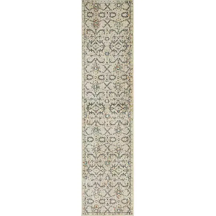 Kirklands Home Area Rugs|Cream Granary Floral Runner, 2x8 Ivory