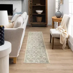 Kirklands Home Area Rugs|Cream Granary Floral Runner, 2x10 Ivory