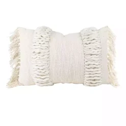 Best Cream Hand Woven Fringe Ends Lumbar Pillow Pillows