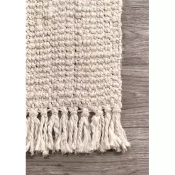 Kirklands Home Area Rugs|Cream Hand Woven Looped Jute Area Rug, 5x7 Ivory