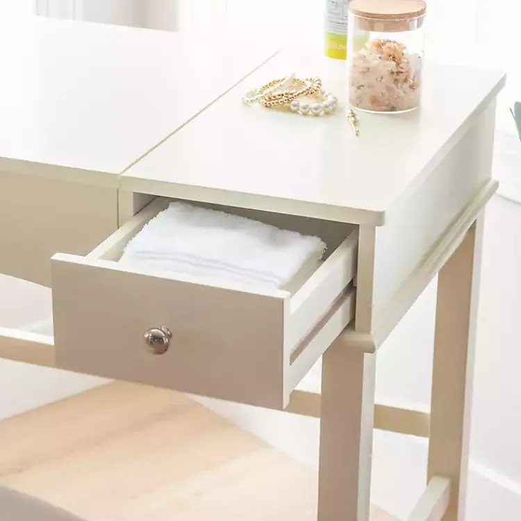 Kirklands Home Dressers & Chests|Cream Jennifer Flip-Top 2-pc. Vanity Set White