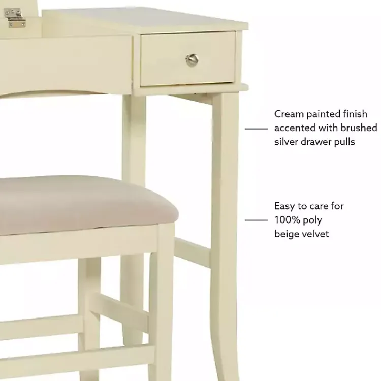 Kirklands Home Dressers & Chests|Cream Jennifer Flip-Top 2-pc. Vanity Set White