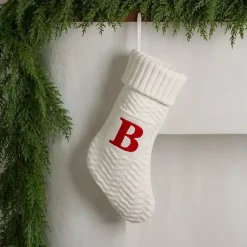 Clearance Cream Knit Monogram B Christmas Stocking Monogram Seasonal Decor