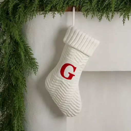 Best Cream Knit Monogram G Christmas Stocking Monogram Seasonal Decor