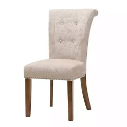 Kirklands Home Dining Chairs|Cream Linen Rolled Back Dining Chairs, Set of 2 Ivory