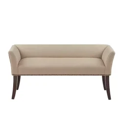 Kirklands Home Benches & Ottomans|Cream Low Back Flared Arms Bench Ivory