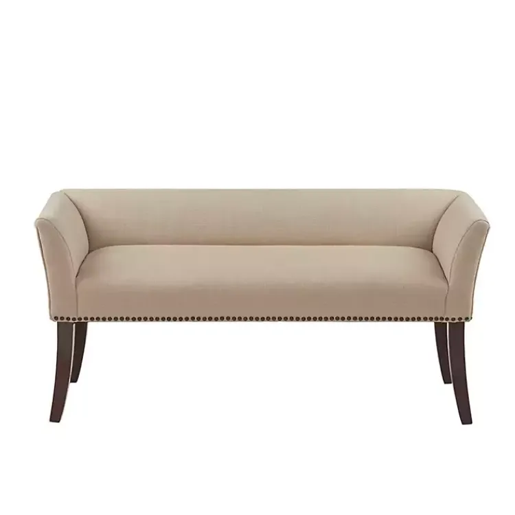 Kirklands Home Benches & Ottomans|Cream Low Back Flared Arms Bench Ivory