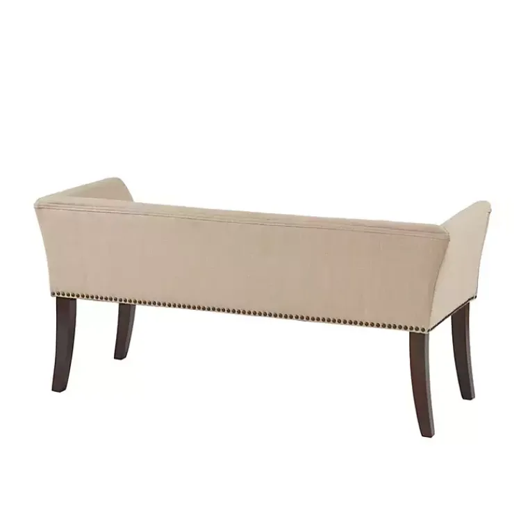 Kirklands Home Benches & Ottomans|Cream Low Back Flared Arms Bench Ivory