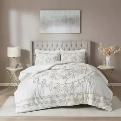 Kirklands Home Comforters|Cream Medallion California King Comforter Set White