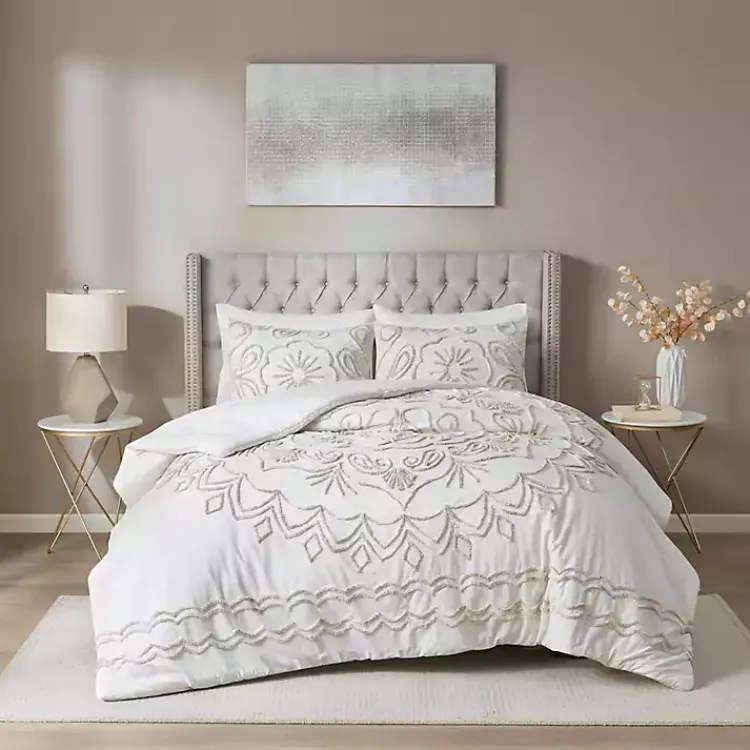 Kirklands Home Comforters|Cream Medallion California King Comforter Set White