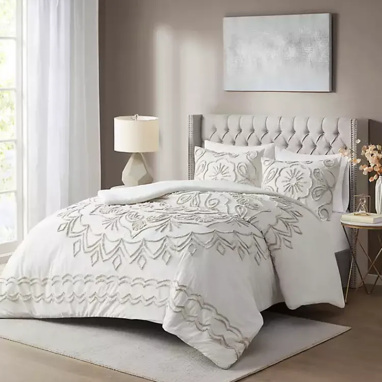 Kirklands Home Comforters|Cream Medallion California King Comforter Set White