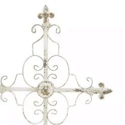 Sale Cream Metal Ornate Cross Tabletop Sculpture Statues & Figurines