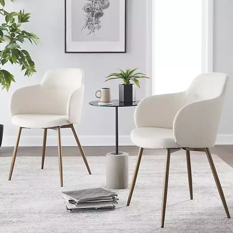 Kirklands Home Accent Chairs|Cream Modern Accent Chairs, Set of 2 White