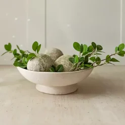 Outlet Cream Paper Mache Footed Decorative Bowl Decorative Bowls & Jars