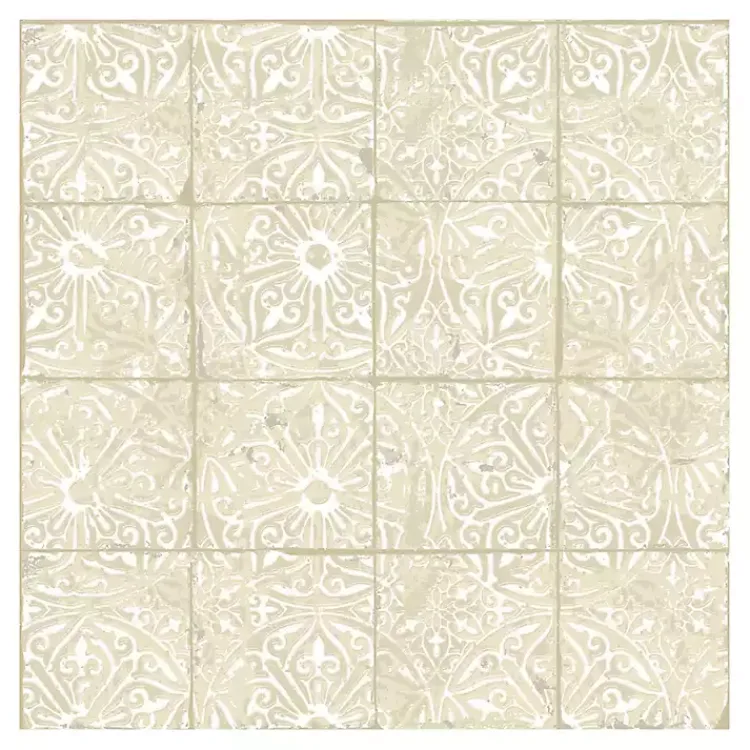 Kirklands Home Wall Murals & Wallpaper|Cream Provincial Tiles Peel & Stick Wallpaper Tan