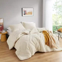 Kirklands Home Comforters|Cream Quilted Teddy 3-pc. King Comforter Set Ivory