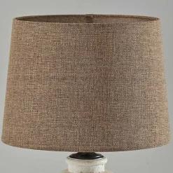 Kirklands Home Table Lamps|Cream Ribbed Ceramic Shade Table Lamp Brown