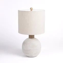 Kirklands Home Table Lamps|Cream Ridged Round Table Lamp Tan