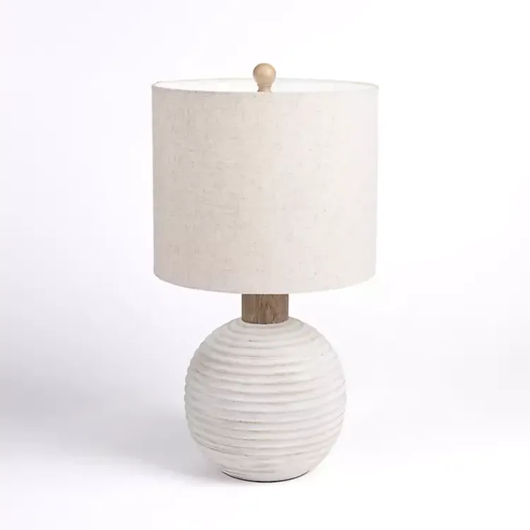 Kirklands Home Table Lamps|Cream Ridged Round Table Lamp Tan